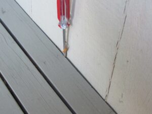 missing ledger board and flashing creates option for water damage